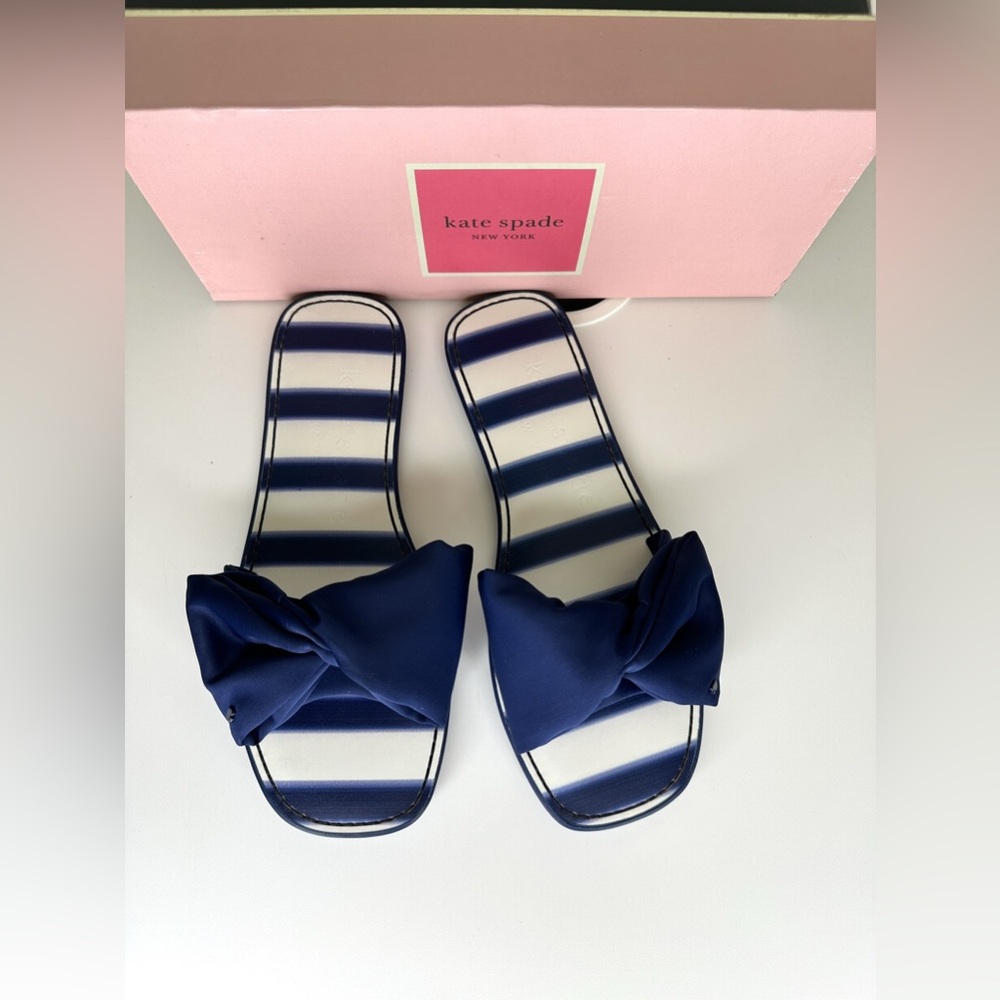 Kate Spade Women's Blazer Blue Bikini Slide Sandals Size 7 Brand New With Box